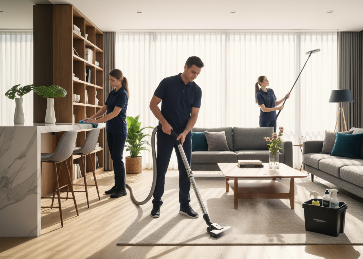 Professional house cleaning service with supplies
